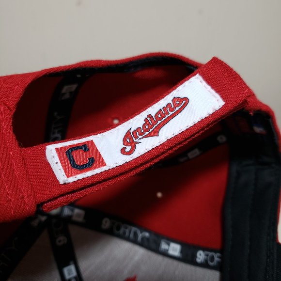 Cleveland Indians Guardians Hat Cap Strap Back Red New Era C Logo MLB Baseball - Picture 6 of 10